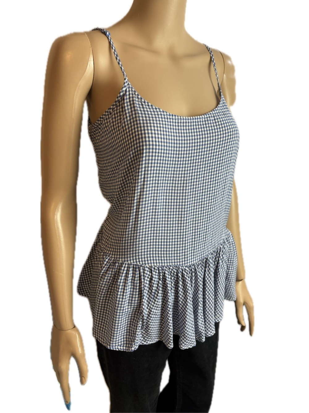 Old Navy checkered gingham peplum cotton babydoll camisole EUC